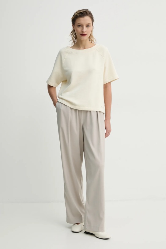 Памучна тениска Marc O'Polo 503417354139 бежов SS25