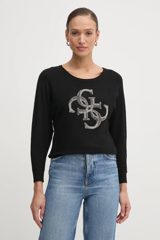 Светр Guess EMERIE аплікація чорний W5RR37.Z2NQ2