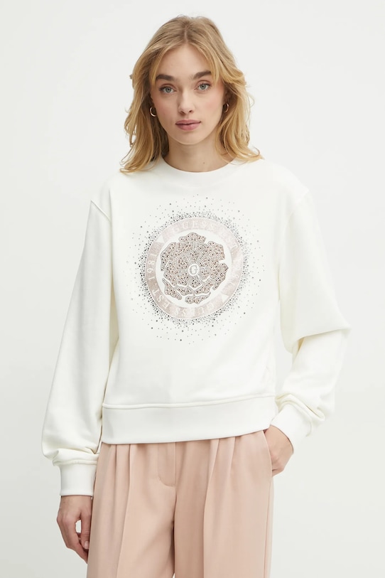 Mikina Guess bez kapuce béžová W5RQ05.K7EX1