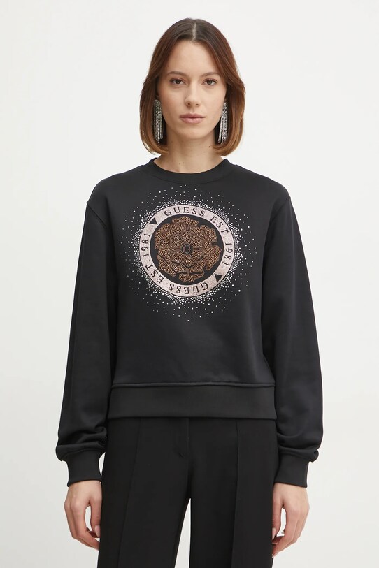Mikina Guess bez kapucne čierna W5RQ05.K7EX1