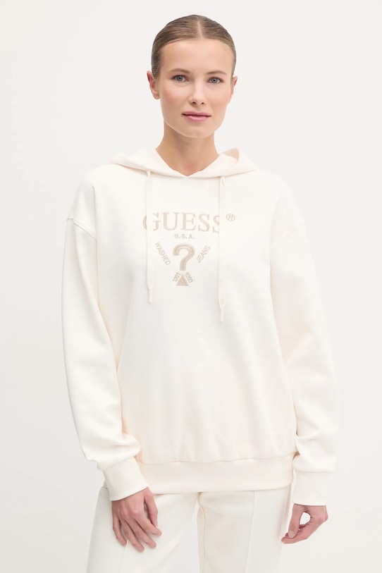 Dukserica Guess ROBERTA s kapuljačom bež V5RQ11.KC3D2