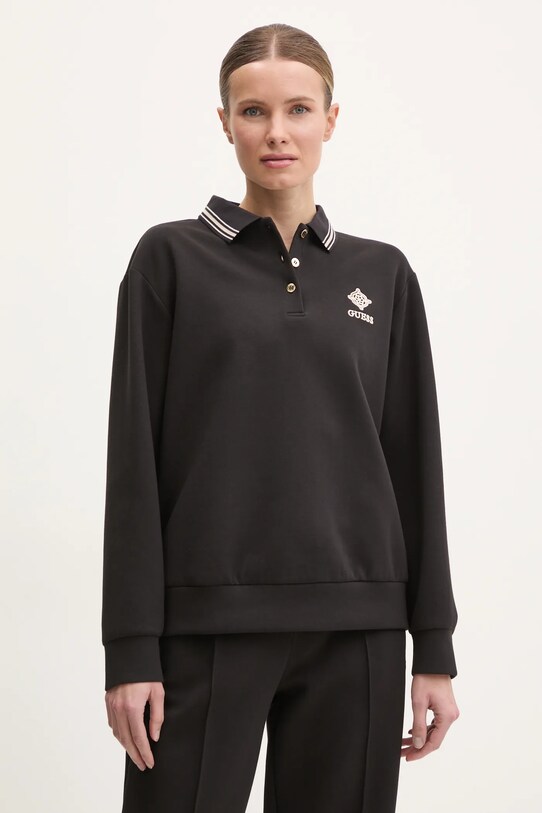 Guess bluza MARGARET aplikacja czarny V5RQ01.KCLD1
