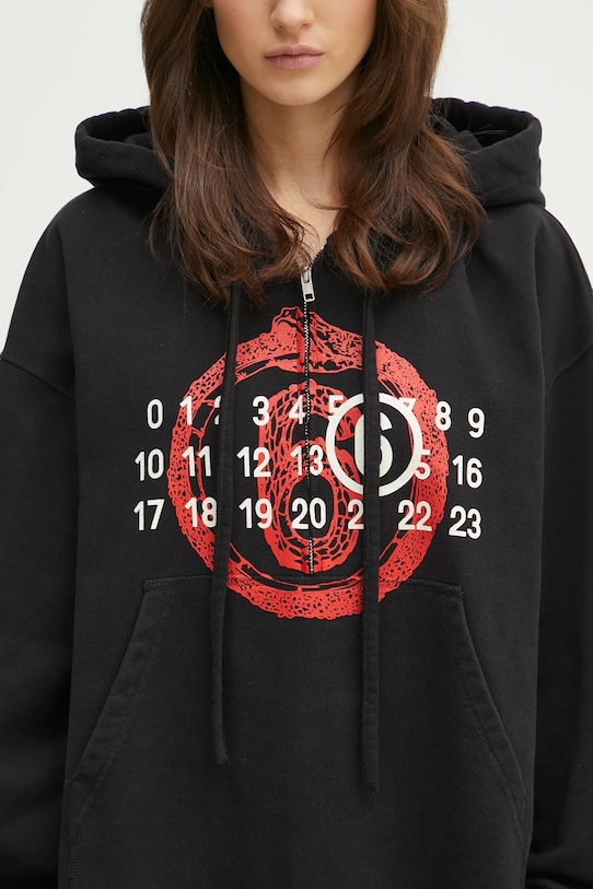 Хлопковая кофта MM6 Maison Margiela чёрный S62GU0136