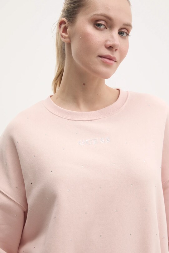Guess bluza RHINESTONES różowy V5RQ08.KCLJ0