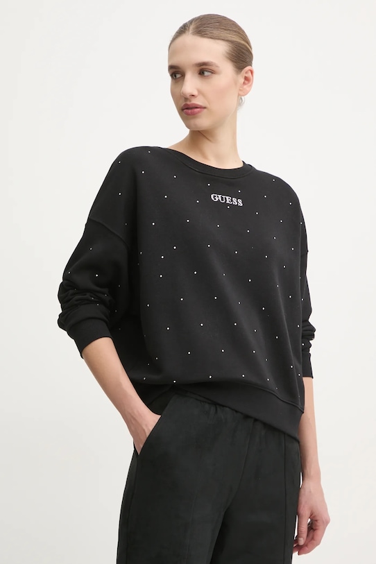 Mikina Guess RHINESTONES bez kapuce černá V5RQ08.KCLJ0
