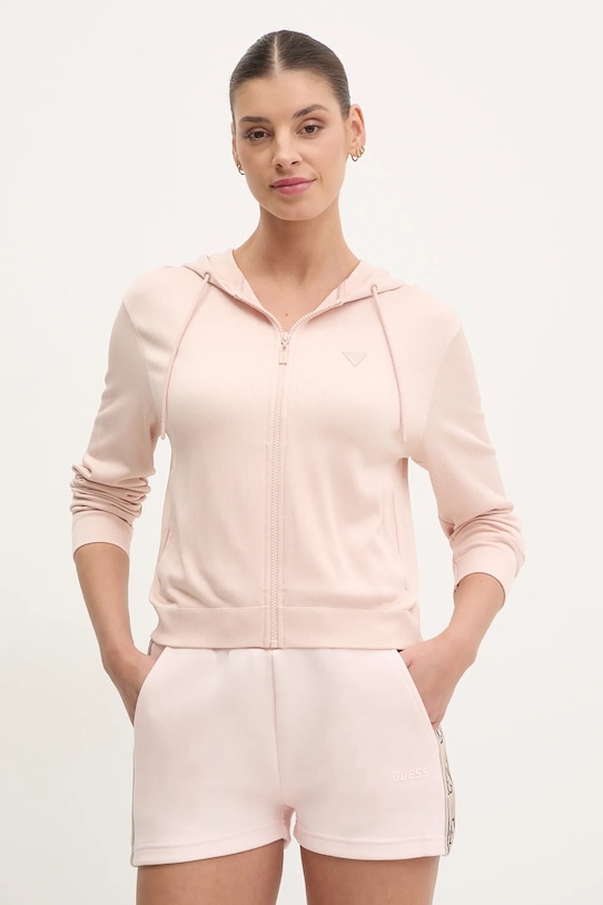 Μπλούζα Guess MARTINA με κουκούλα μπεζ V5RQ07.Z3M50