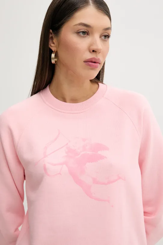 Fiorucci pamut melegítőfelső Cupid Print Slim Fit Sweatshirt rózsaszín W02SPSCR327CJ01PN02