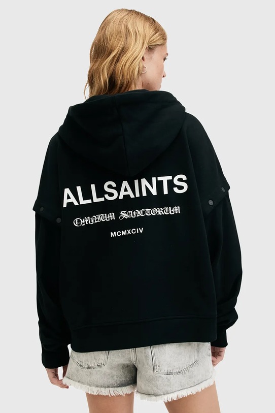 Pamučna dukserica AllSaints OMNIUM W138JB crna SS25