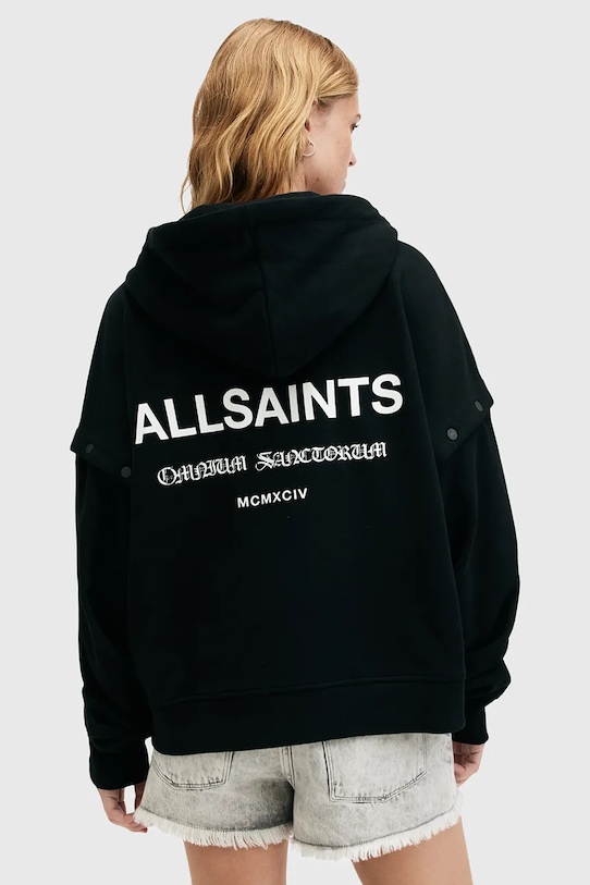 Bavlněná mikina AllSaints OMNIUM W138JB černá SS25