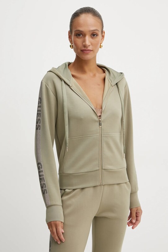 Guess bluza z kapturem zielony W5RQ03.KBYE2