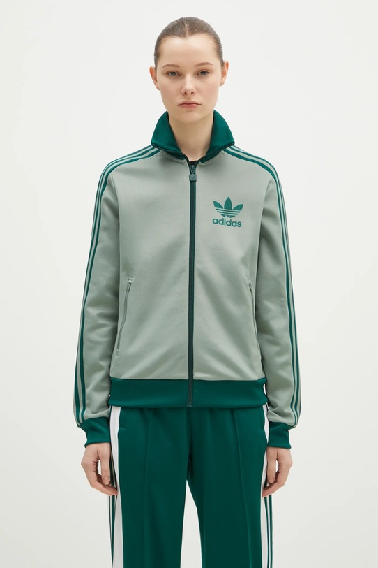 Mikina adidas Originals Clastic Tracktop nášivka tyrkysová JC5809