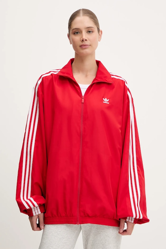 adidas Originals bluză Oversized Tracktop imprimeu rosu JD3393