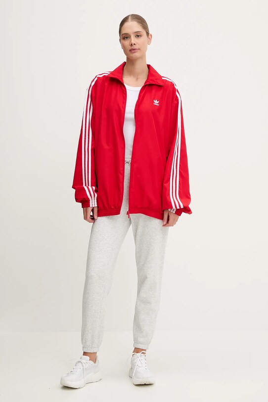 adidas Originals bluză Oversized Tracktop JD3393 rosu AW25