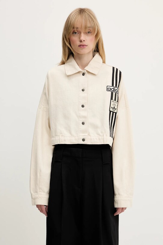 adidas Originals geacă jeans Denim Track Top bej JD5617