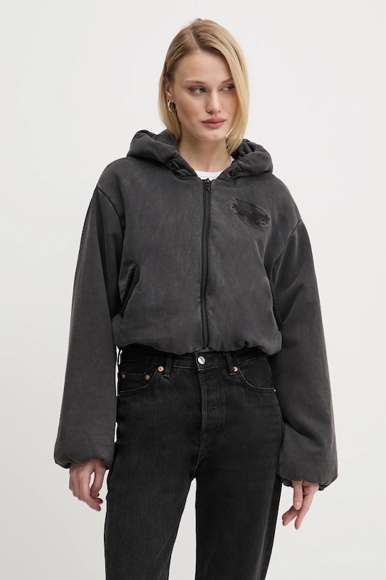 Bavlněná mikina Diesel F-ENERDI SWEAT-SHIRT nášivka šedá A16615.0BNEG