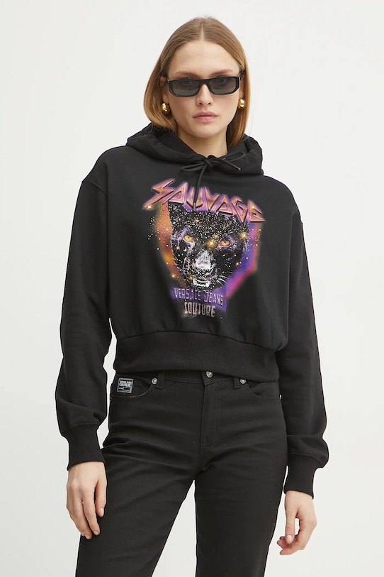 Βαμβακερή μπλούζα Versace Jeans Couture μαύρο 78HAIC04.CF00C