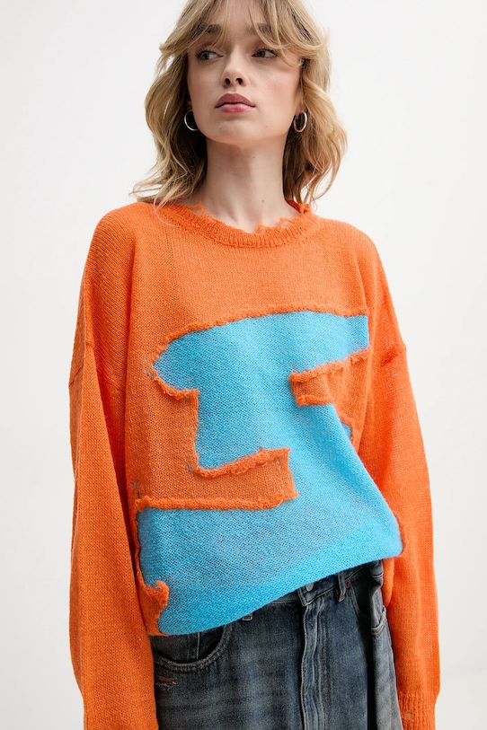 MM6 Maison Margiela pulover din amestec de lana subtiri portocaliu S52HL0040.M13088