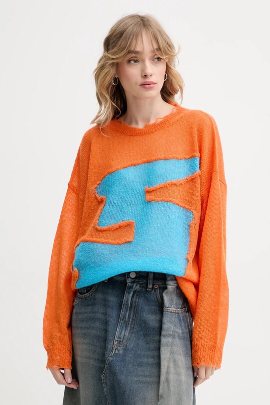 Свитер с примесью шерсти MM6 Maison Margiela оранжевый S52HL0040.M13088