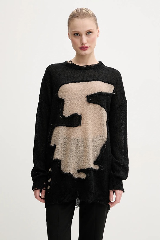 Пуловер с вълна MM6 Maison Margiela шарен черен S52HL0040.M13088