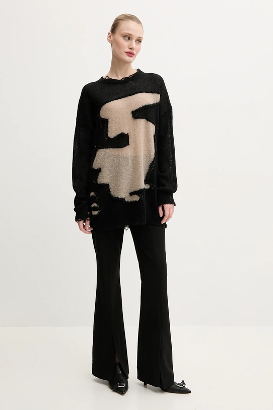 Пуловер с вълна MM6 Maison Margiela S52HL0040.M13088 черен SS25