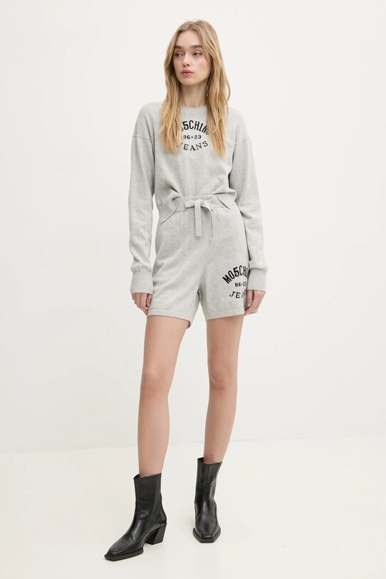 Хлопковый свитер Moschino Jeans 0907.3201 серый SS25