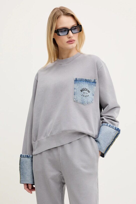 Moschino Jeans felpa in cotone senza grigio 1709.3228