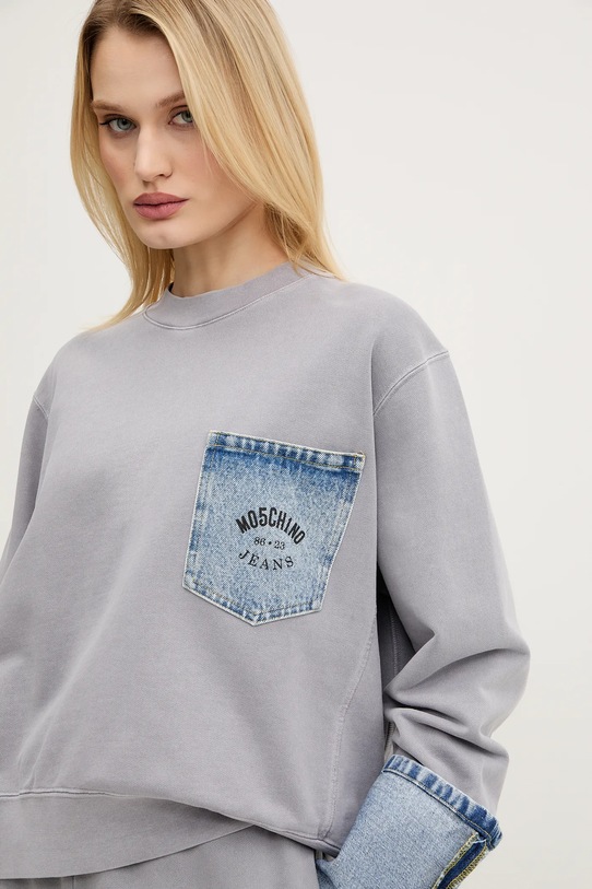 Памучен суичър Moschino Jeans сив 1709.3228