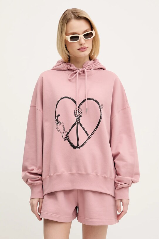Moschino Jeans felpa in cotone con rosa 1708.3228