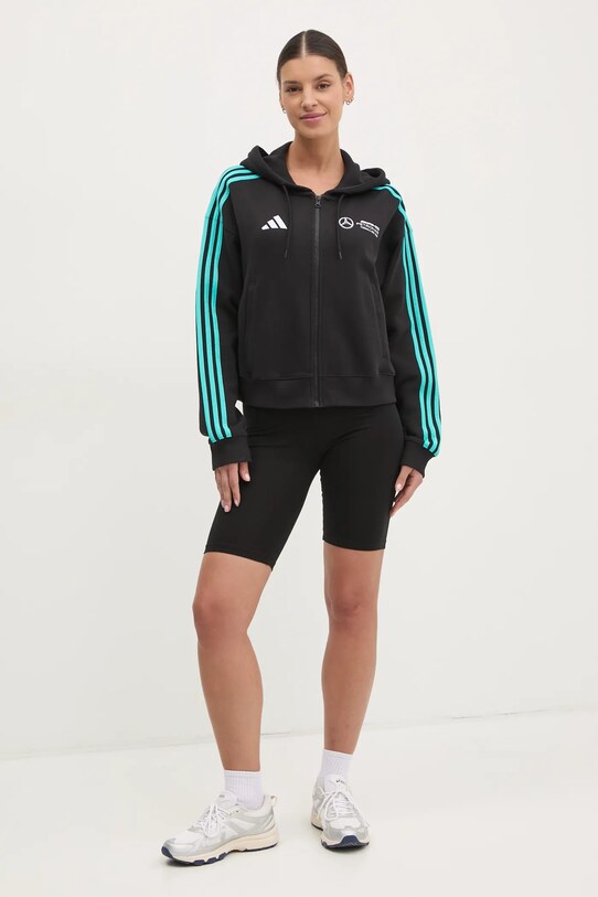 Βαμβακερή μπλούζα adidas x Mercedes JV5436 μαύρο SS25