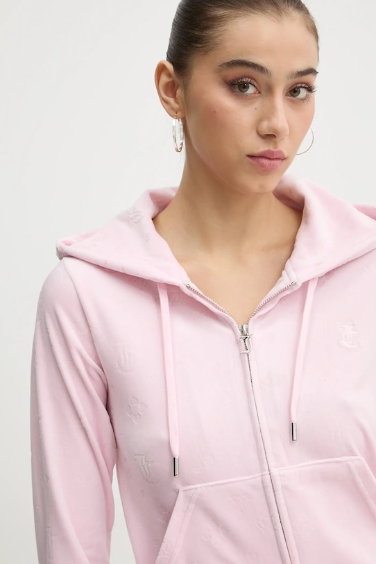 Juicy Couture bluză din velur roz JCWAS125302