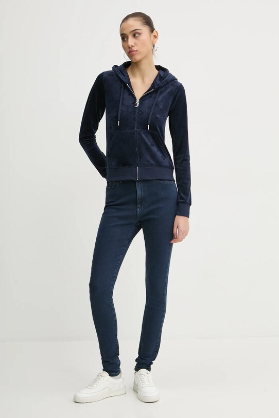 Βελούδινη μπλούζα Juicy Couture JCWAS125302 σκούρο μπλε SS25