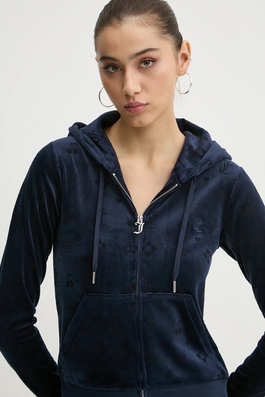 Βελούδινη μπλούζα Juicy Couture σκούρο μπλε JCWAS125302