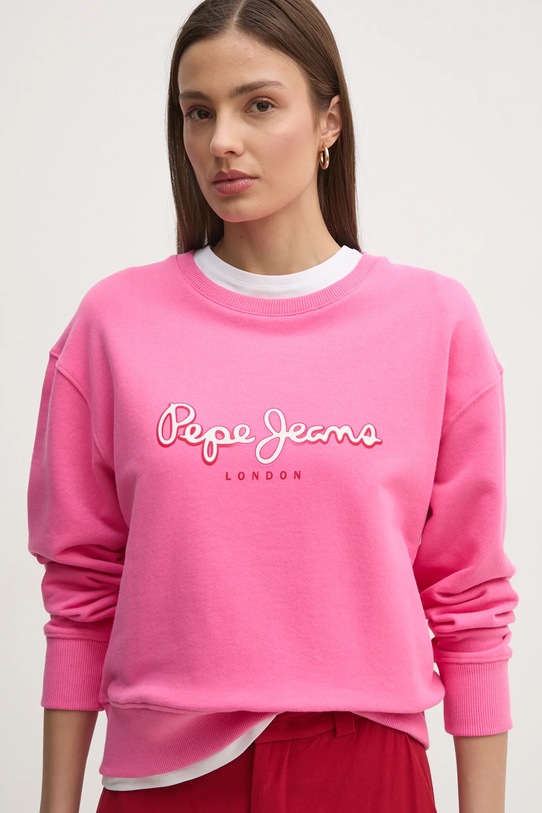 Βαμβακερή μπλούζα Pepe Jeans MADDY χωρίς κουκούλα ροζ PL581484