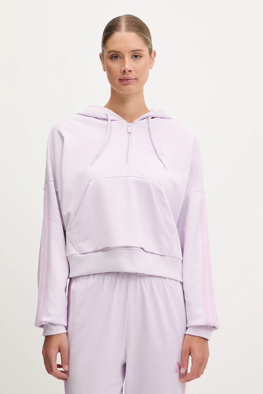 Суичър adidas Essentials с качулка виолетов JN1947