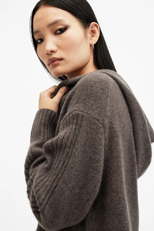 Vlnená mikina AllSaints INES W074KB hnedá SS25