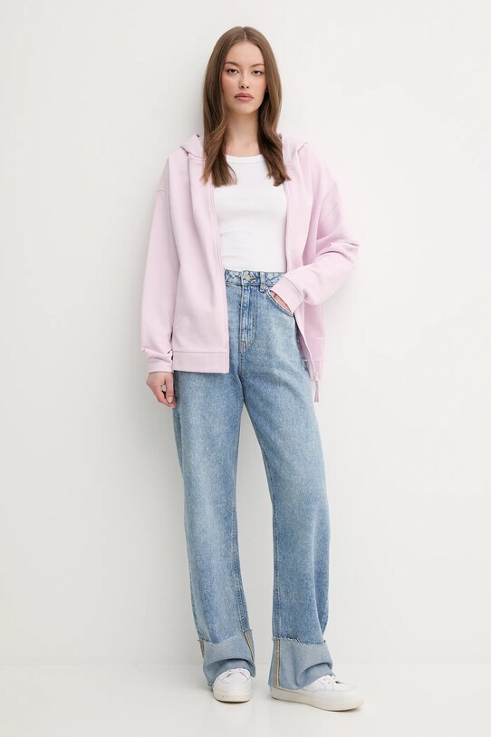 United Colors of Benetton hanorac de bumbac 3UNID500R roz SS25