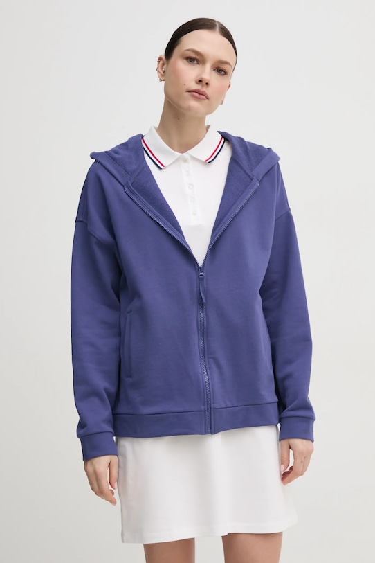 Бавовняна кофта United Colors of Benetton з капюшоном фіолетовий 3UNID500R