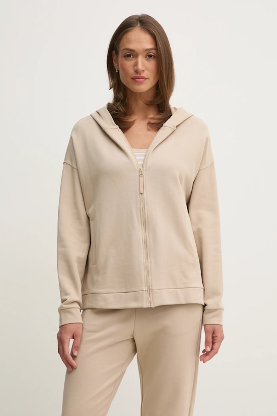 Бавовняна кофта United Colors of Benetton з капюшоном бежевий 3UNID500R
