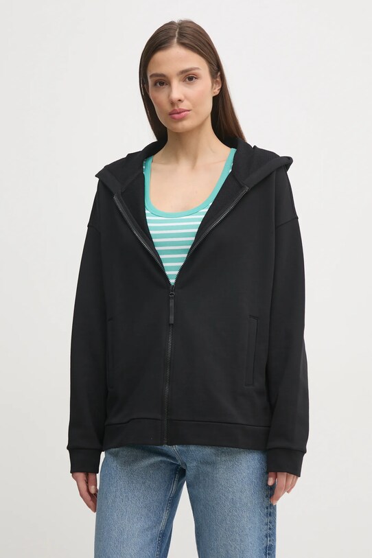 Хлопковая кофта United Colors of Benetton с капюшоном чёрный 3UNID500R
