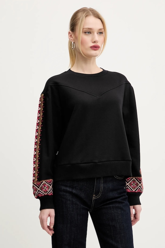 Desigual bluza bawełniana AYANA aplikacja czarny 25SWSK43