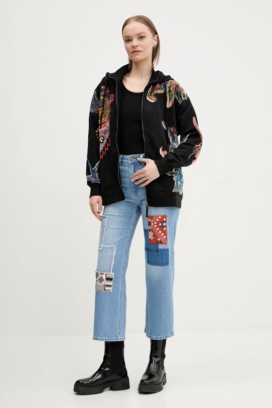 Βαμβακερή μπλούζα Desigual MELTED PAISLEYS 25SWSK01 μαύρο SS25