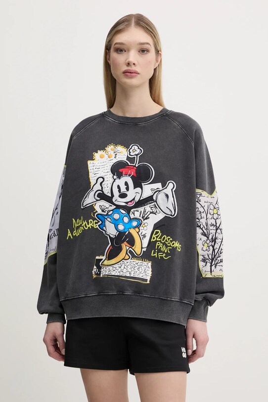 Desigual hanorac de bumbac MINNIE imprimeu gri 25SWSK25