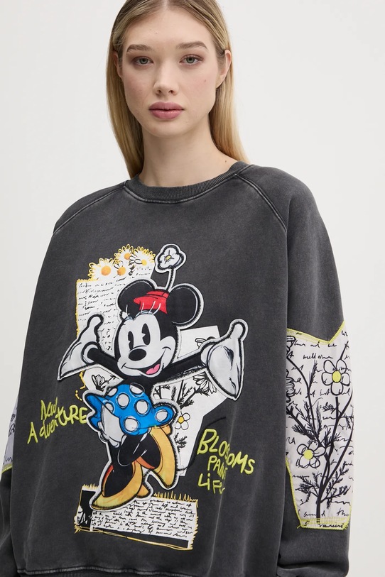 Bavlněná mikina Desigual MINNIE šedá 25SWSK25