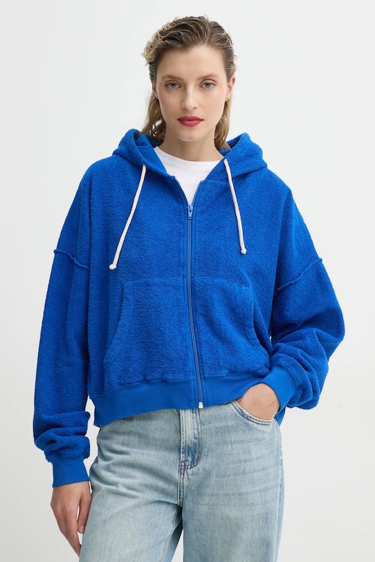 American Vintage bluza bawełniana bawełna niebieski BOBY03FE25