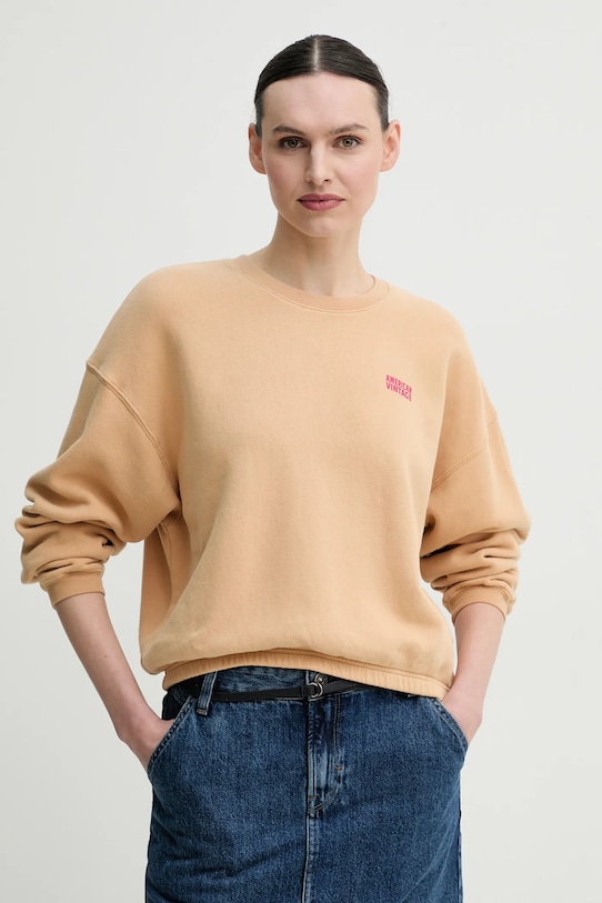 Mikina American Vintage bez kapuce béžová IZU03AE25