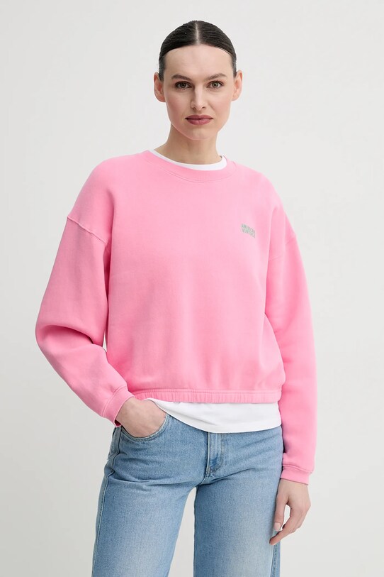 American Vintage bluza z elastanem różowy IZU03AE25