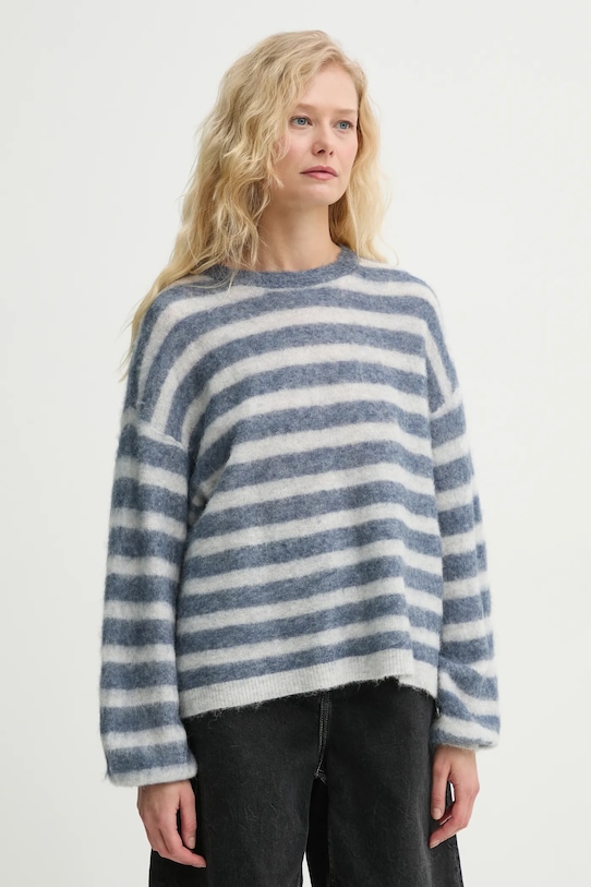 Vlněný svetr American Vintage kulatý modrá NEN18CE25