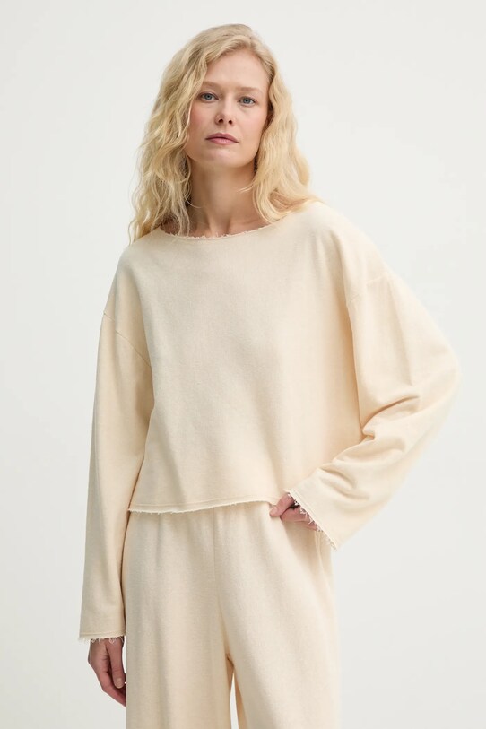 American Vintage bluza z elastanem beżowy OFY03AE25