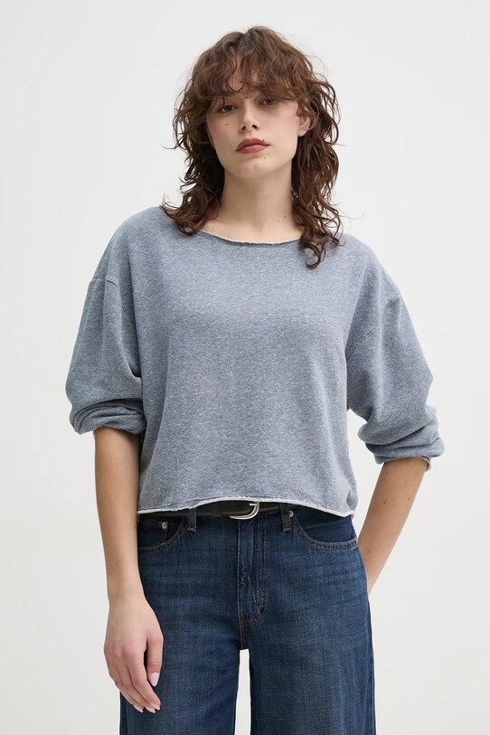 American Vintage bluza z elastanem niebieski OFY03AE25