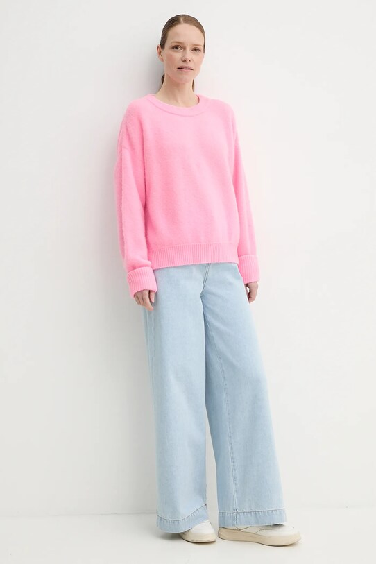 American Vintage pulover de lana VITO18EE25 roz SS25